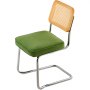 VEVOR Rattan Chairs, Set of 2, Mid Century Modern Dining Chair, Upholstered Velvet Accent Chair with Rattan Back, Retro Dining Room Kitchen Chair for Living Room, Bedroom, Reading Room, Office, Green