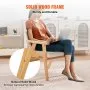 VEVOR Rattan Chair, Mid Century Modern Dining Chair with Armrest, Upholstered Chair with Rattan Back, Retro Rattan Dining Room Kitchen Chair for Living Room, Bedroom, Reading Room, and Office, Beige