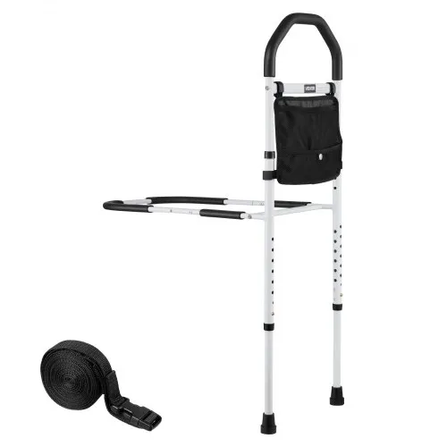 VEVOR Bed Rail for Elderly, Bedside Assist Rails with Supporting Leg and PU Handrail, Adjustable Height Carbon Steel Pipe Bedside Cane, Bed Bars for Seniors & Patients, Fits King, Queen, Full, Twin
