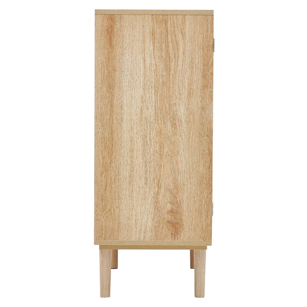 VEVOR Rattan Cabinet, Rattan Storage Cabinet with 2 Magnetic Doors and Adjustable Shelves, Sideboard Buffet Cabinet for Hallway, Entryway, Living Room, or Kitchen, Natural
