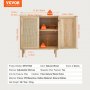 VEVOR Rattan Cabinet Storage with 2 Magnetic Doors & Adjustable Shelves Natural