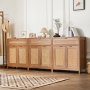 VEVOR Rattan Cabinet with 6 Doors 3 Drawers Adjustable Shelves Set of 3 Natural