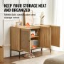 VEVOR Rattan Cabinet Storage with 3 Magnetic Doors & Adjustable Shelves Natural