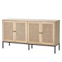 Rattan Cabinet Storage with 4 Magnetic Doors & Adjustable Shelves Natural