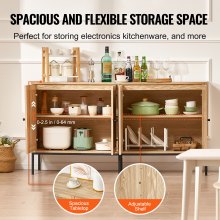 VEVOR Rattan Cabinet Storage with 4 Magnetic Doors & Adjustable Shelves Natural