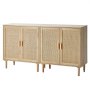 VEVOR Rattan Cabinet with 4 Magnetic Doors & Adjustable Shelves Set of 2 Natural