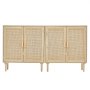 VEVOR Rattan Cabinet, Set of 2, Rattan Storage Cabinet with 4 Magnetic Doors and Adjustable Shelves, Sideboard Buffet Cabinet for Hallway, Entryway, Living Room, or Kitchen, Natural