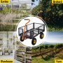 VEVOR Steel Garden Cart, 1200lbs Capacity Garden Utility Cart, 39'' L x 22'' W x 11'' H Steel Utility Wagon, Outdoor Lawn Wagon w/ Removable Sides, 10'' Pneumatic Tires, Adjustable Handle, Black
