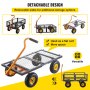 VEVOR Heavy-Duty Steel Garden Cart, 1100 LBS Capacity Garden Utility Cart, 52'' L x 30'' W x 13'' H Steel Outdoor Lawn Wagon w/ Removable Sides, 10'' Pneumatic Tires and Adjustable Handle