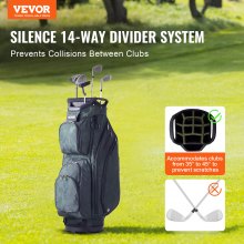 VEVOR Golf Cart Bag with 14 Way Organizer Divider Top, 36” 11 Pockets Premium Nylon Cart Bag, Durable Golf Bags with Handles & Dust Cover & Detachable Straps for Men & Women, Army Green