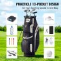 VEVOR Golf Cart Bag with 14 Way Organizer Divider Top, 36” 13 Pockets Premium Cart Bag, Durable 600D Polyester Fabric Golf Bags with Handles & Dust Cover & Detachable Straps for Men & Women, Black Color-Block