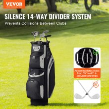 VEVOR Golf Cart Bag with 14 Way Organizer Divider Top, 36” 13 Pockets Premium Cart Bag, Durable Golf Bags with Handles & Dust Cover & Detachable Straps for Men & Women, Black Color-Block