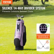 VEVOR Golf Cart Bag with 14 Way Organizer Divider Top, 36” Multiple Pockets Premium Cart Bag, Durable Golf Bags with Handles & Dust Cover & Detachable Strap for Men & Women, Black Purple