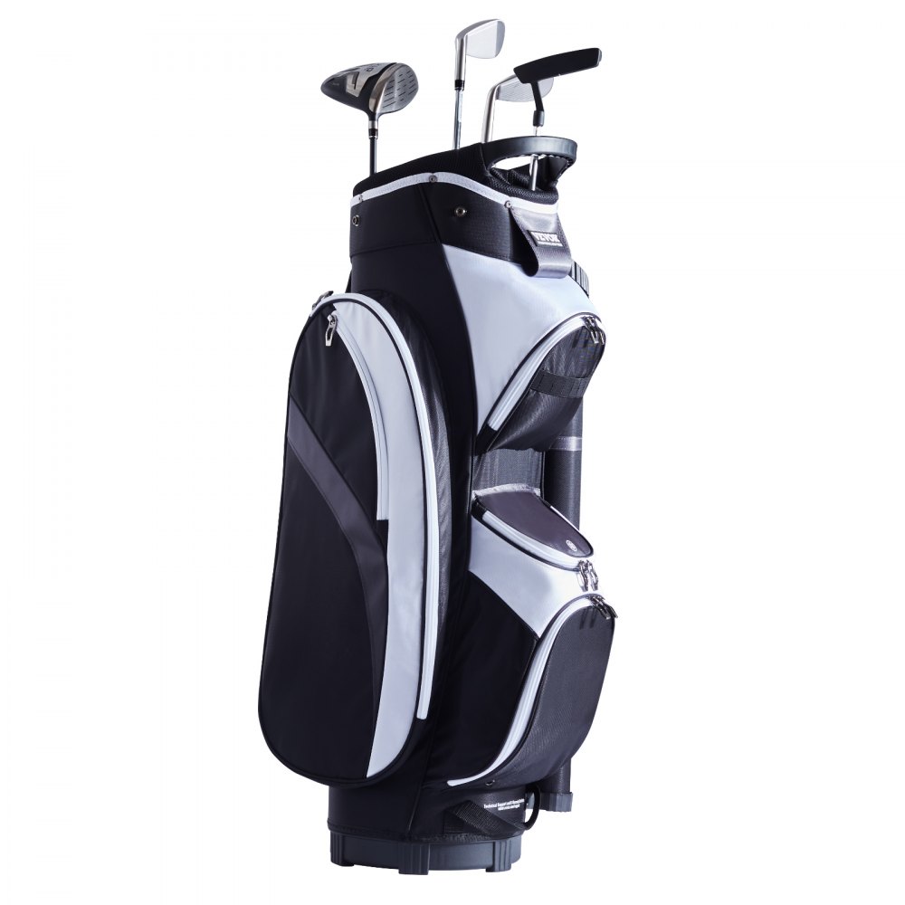 VEVOR golf cart bag with multiple pockets, zippers, and golf clubs.