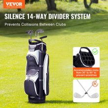 VEVOR Golf Cart Bag with 14 Way Organizer Divider Top, 36” Multiple Pockets Premium Nylon Cart Bag, Durable Golf Bags with Handles & Dust Cover & Detachable Straps for Men & Women, Black Color-Block