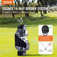 VEVOR Golf Cart Bag with 14 Way Organizer Divider Top, 41” 13 Pockets Premium Nylon Cart Bag, Durable Golf Bags with Handles & Dust Cover & Detachable Straps for Men & Women, Black Color-Block