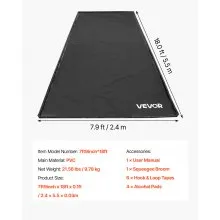 VEVOR Containment Mat, 7 ft 9 in x 18 ft, Non-Slip PVC Garage Floor Mat with a Cleaning Squeegee, Heavy Duty Durable Waterproof Containment Protection from Snow, Rain and Mud for Cars Parking, Black