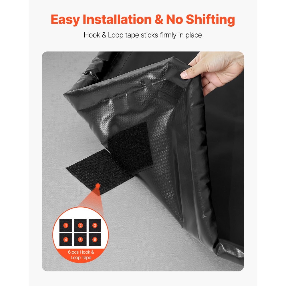 VEVOR Containment Mat, 2.4 x 4.9 m, Non-Slip PVC Garage Floor Mat with a Cleaning Squeegee Broom, Heavy Duty Durable Waterproof Containment Protection from Snow, Rain and Mud for Cars Parking, Black