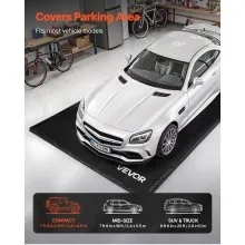 VEVOR Containment Mat, 7 ft 9 in x 16 ft, Non-Slip PVC Garage Floor Mat with a Cleaning Squeegee, Heavy Duty Durable Waterproof Containment Protection from Snow, Rain and Mud for Cars Parking, Black
