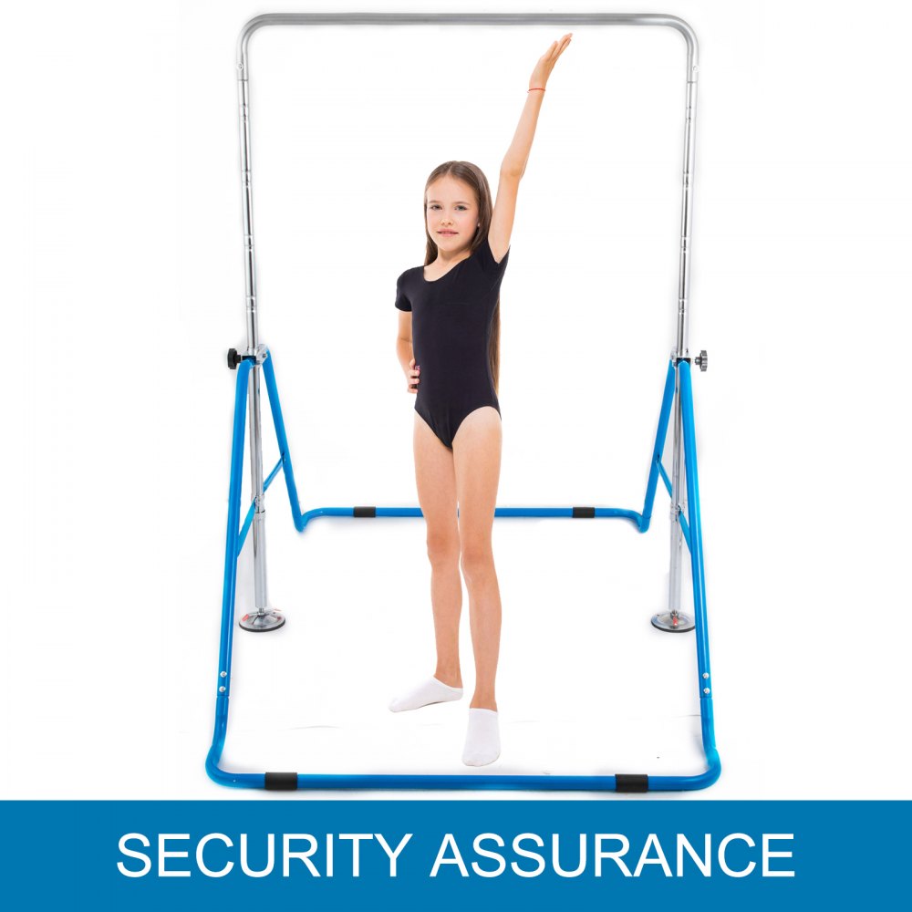 VEVOR Gymnastics Bar ?Blue Gymnastics Bars, Kids Kip Training Bars for Home, Folding Horizontal Bars with Adjustable Height, Practice Bar Gymnastic for Kid, Child, Girls, Boys at Home