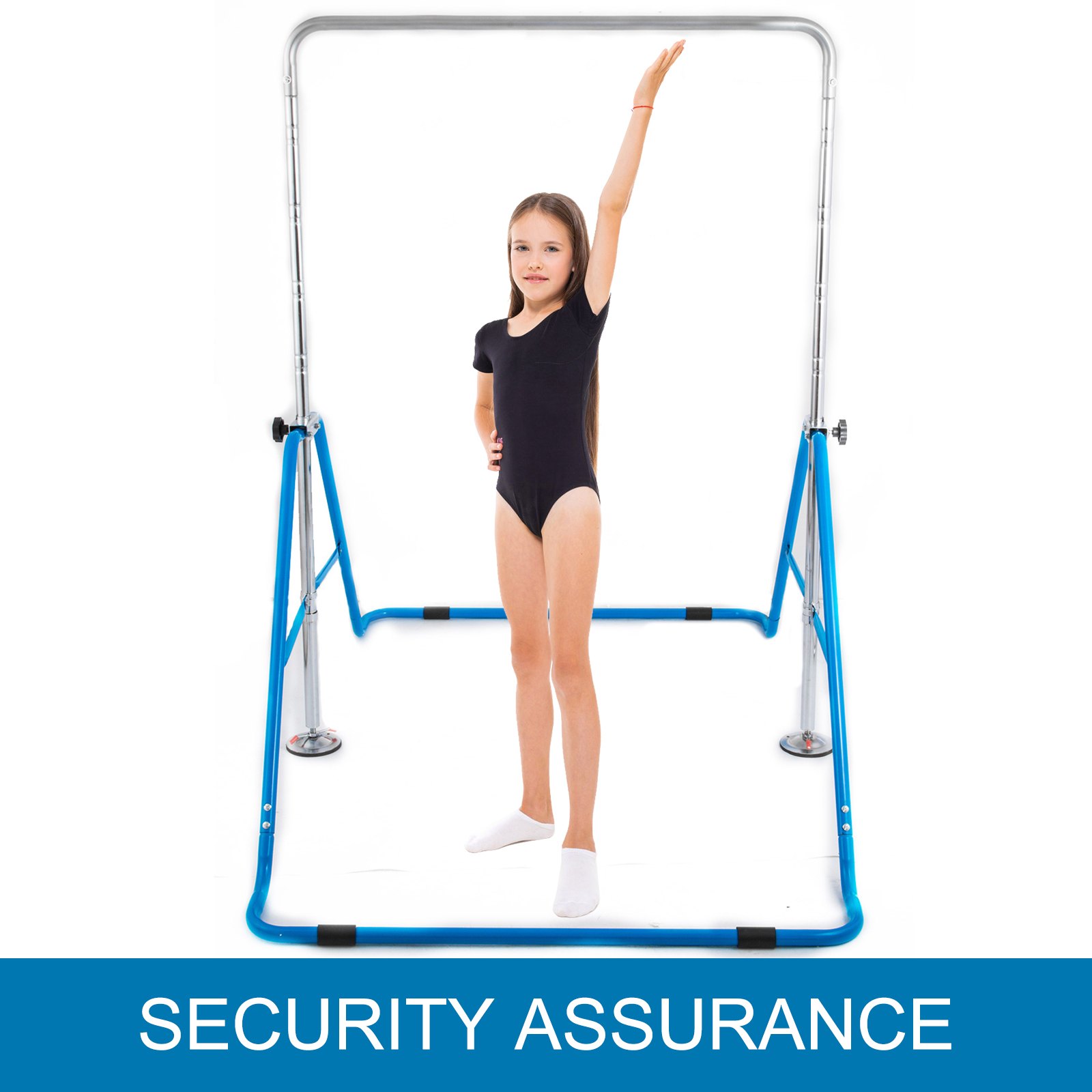 VEVOR Gymnastics Bar ?Blue Gymnastics Bars, Kids Kip Training Bars for Home, Folding Horizontal Bars with Adjustable Height, Practice Bar Gymnastic for Kid, Child, Girls, Boys at Home