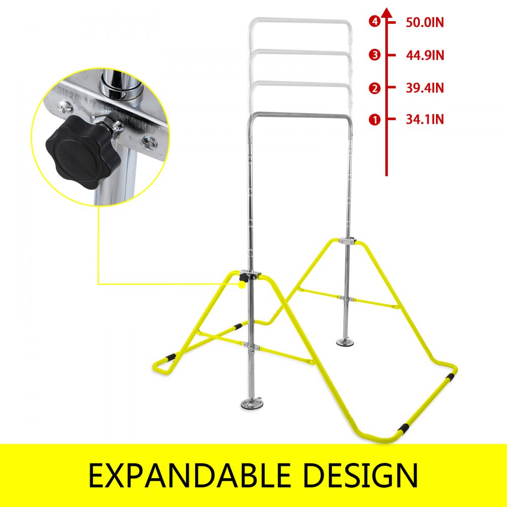 VEVOR Gymnastics Bar ?Yellow Gymnastics Bars, Kids Kip Training Bars for Home, Folding Horizontal Bars with Adjustable Height, Practice Bar Gymnastic for Kid, Child, Girls, Boys at Home