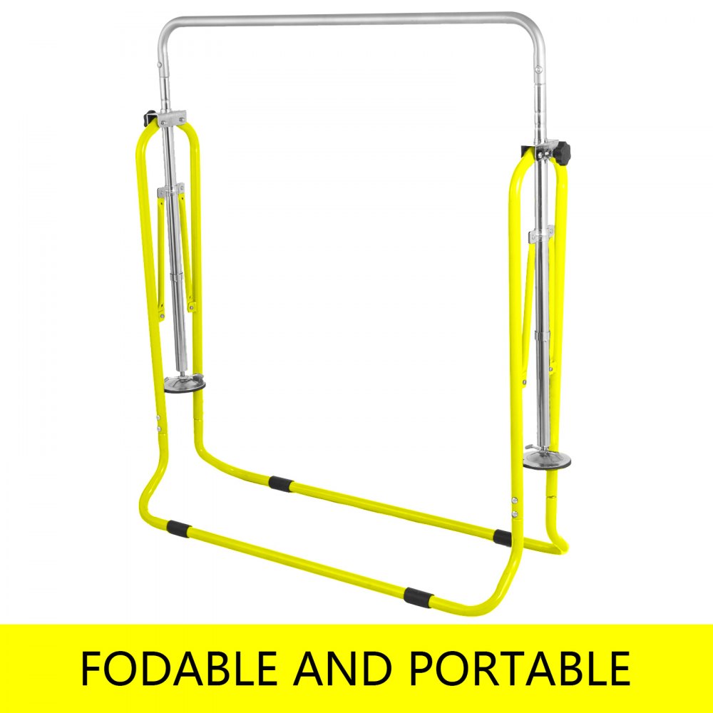 VEVOR Gymnastics Bar ?Yellow Gymnastics Bars, Kids Kip Training Bars for Home, Folding Horizontal Bars with Adjustable Height, Practice Bar Gymnastic for Kid, Child, Girls, Boys at Home