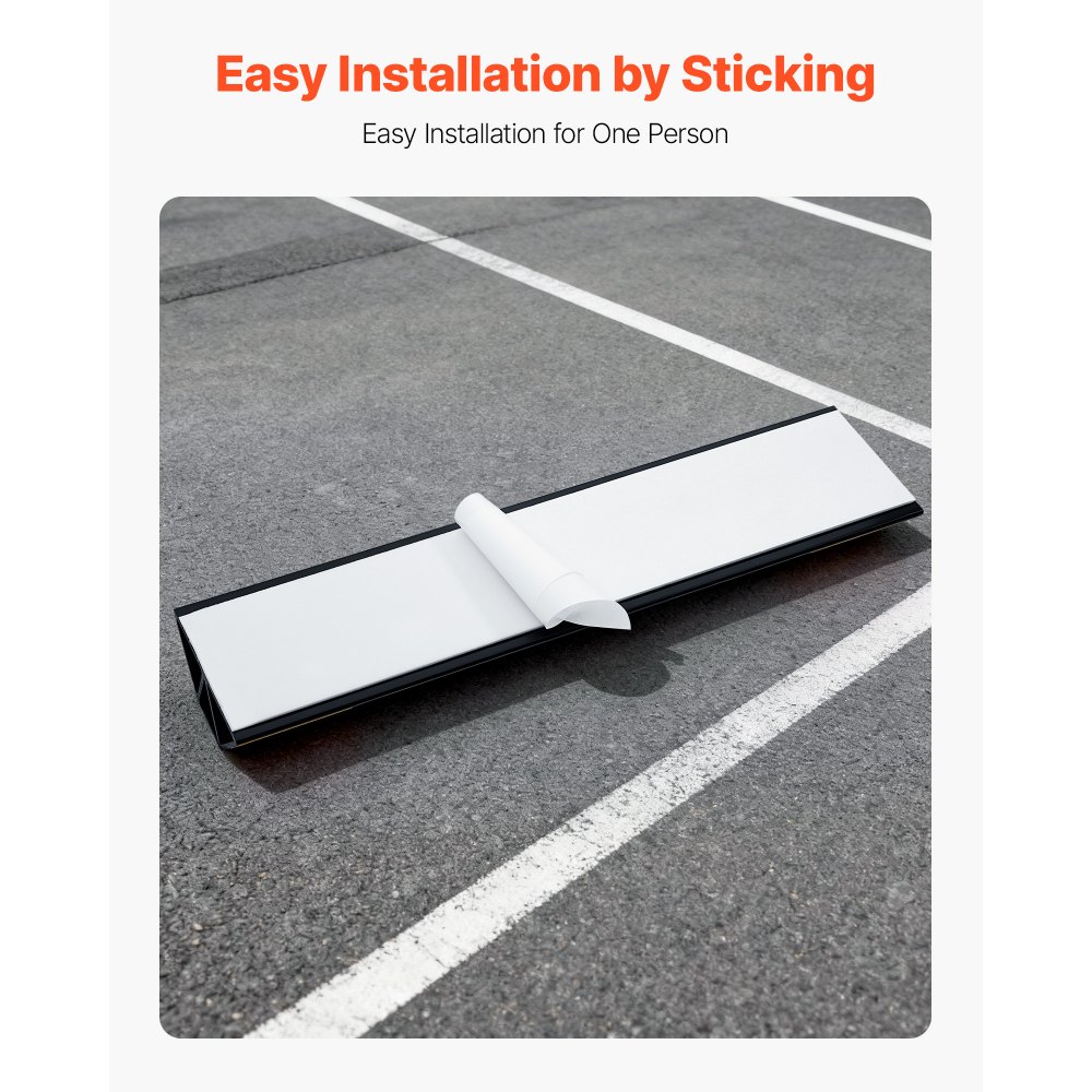 VEVOR Parking Stopper, 406 mm 2 Pcs Heavy Duty Parking Aid for Garage, PP Curb Garage Floor Stopper with Reflective Strips, Vehicles Gadgets for Cars Vans Trucks Tire Wheel Guide Block Stops Bumpers