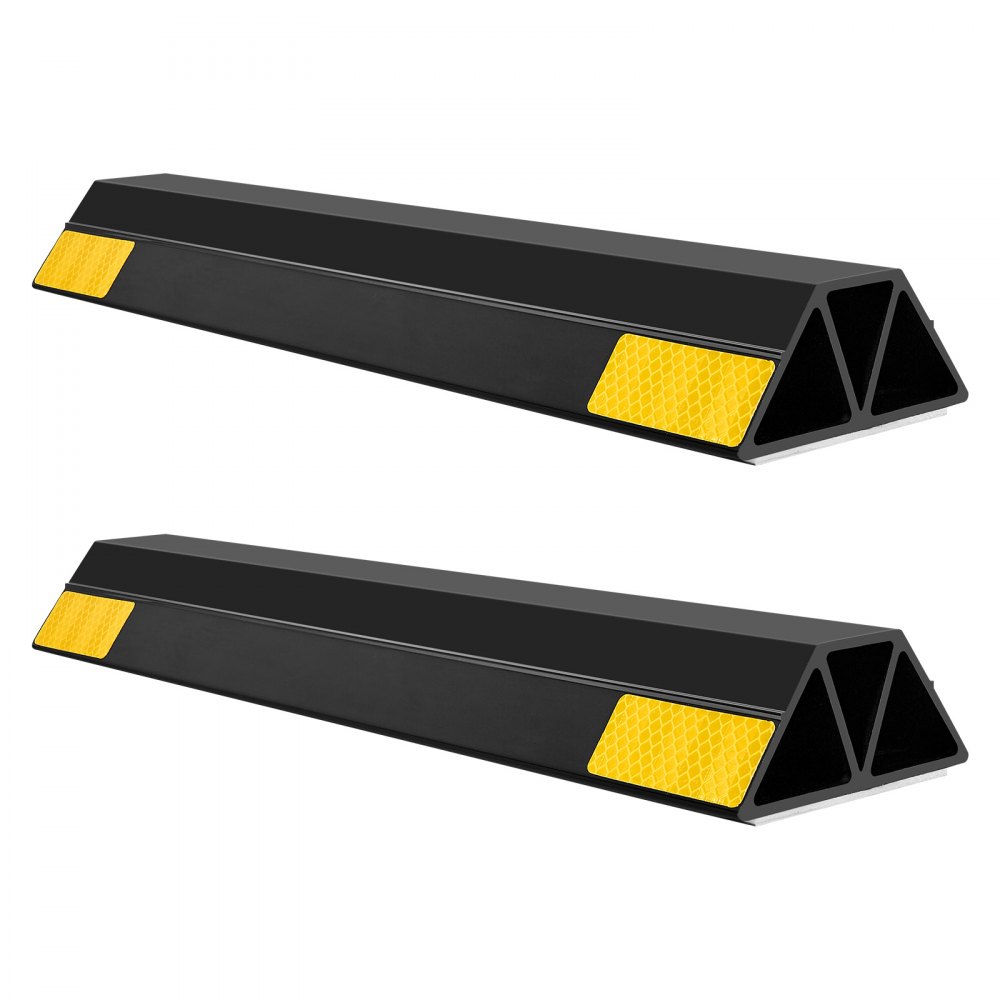 VEVOR Parking Stopper, 406 mm 2 Pcs Heavy Duty Parking Aid for Garage, PP Curb Garage Floor Stopper with Reflective Strips, Vehicles Gadgets for Cars Vans Trucks Tire Wheel Guide Block Stops Bumpers