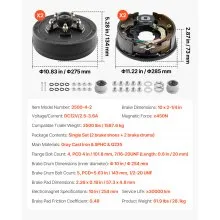 VEVOR Electric Trailer Brake Kit 10 x 2-1/4 in Electric Brakes for 3500 lbs Axle