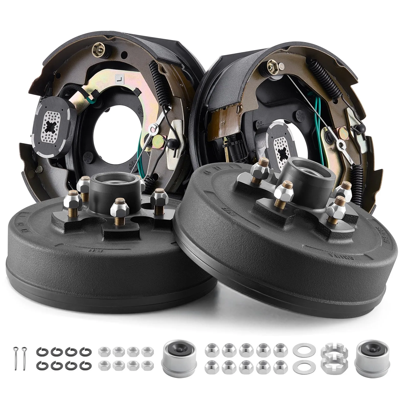VEVOR Electric Trailer Brake Assembly, 10 x 2-1/4 Inch, 1 Pair Self-Adjusting Electric Brakes Kit for 3500 lbs Trailer Axle, Backing Plates for Braking System Part Replacement, Fit for Trailers, RVs