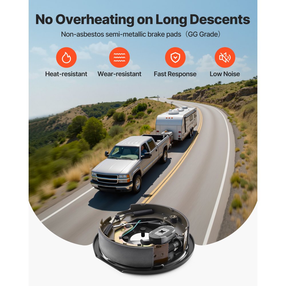 VEVOR Electric Trailer Brake Assembly, 10 x 2-1/4 Inch, 2 Pairs Self-Adjusting Electric Brakes Kit for 3500 lbs Trailer Axle, Backing Plates for Braking System Part Replacement, Fit for Trailers, RVs