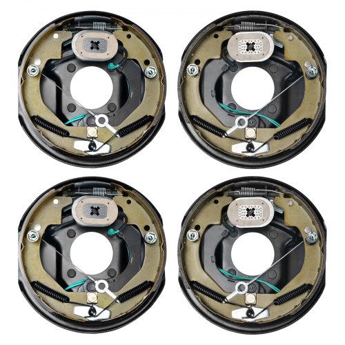 VEVOR Electric Trailer Brake Assembly, 10" x 2-1/4", 2 Pairs Self-Adjusting Electric Brakes Kit for 3500 lbs Axle, 4-Hole Mounting, Backing Plates for Brake System Part Replacement (2 Right + 2 Left)