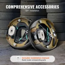 VEVOR Electric Trailer Brake Assembly, 10" x 2.25", 1 Pair Self-Adjusting Electric Brakes Kit for 3500 lbs Axle, 4-Hole Mounting, Backing Plates for Brake System Part Replacement (1 Right + 1 Left)