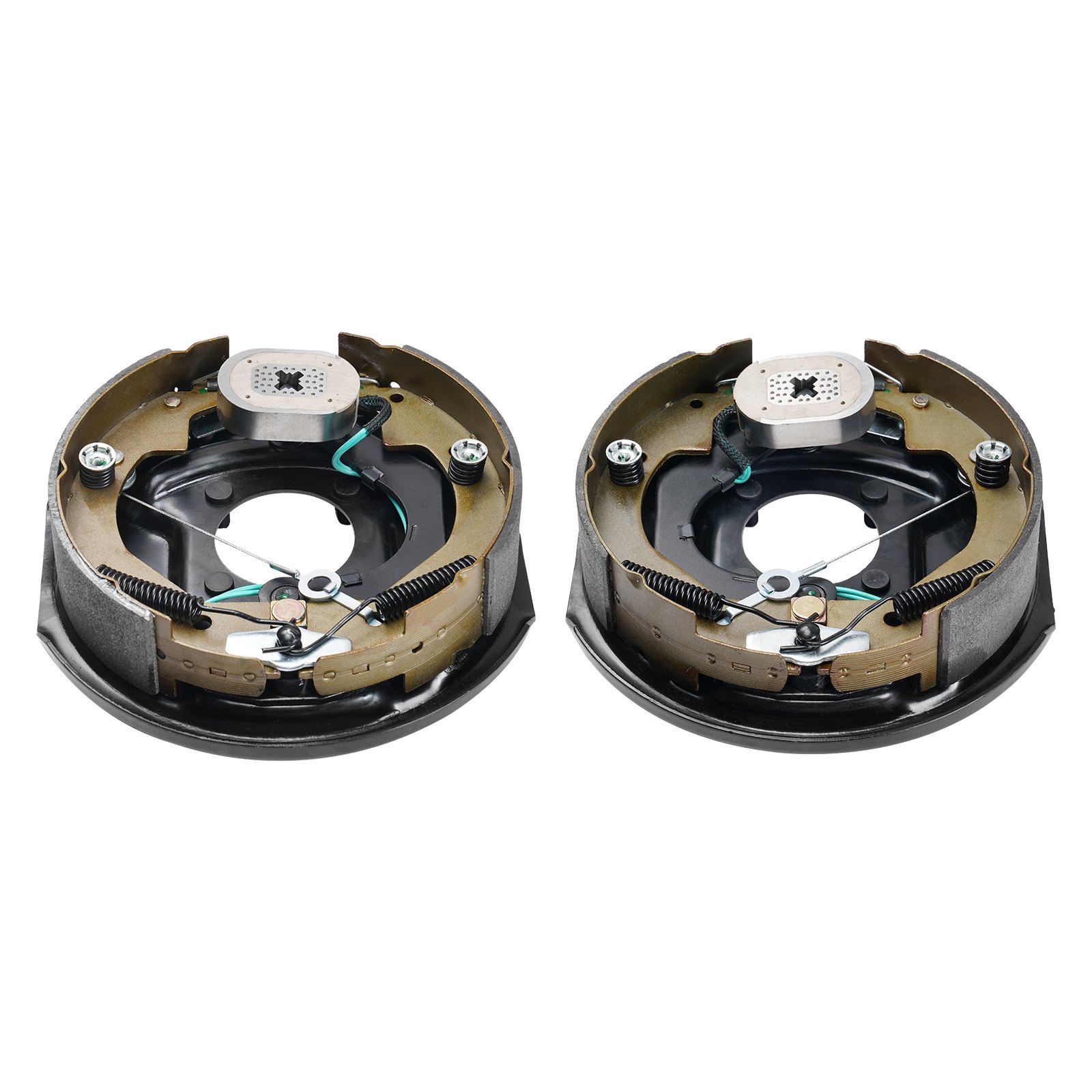 VEVOR Electric Trailer Brake Assembly, 10" x 2-1/4", 1 Pair Self-Adjusting Electric Brakes Kit for 3500 lbs Axle, 4-Hole Mounting, Backing Plates for Brake System Part Replacement (1 Right + 1 Left)