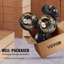 VEVOR Trailer Hub Drum Kits 5 on 4.5" B.C. with 10" x 2-1/4" Electric Brakes, Self-Adjusting Trailer Brake Assembly for 3500 lbs Axle, 4-Hole Mounting, Backing Plates for Brake System Part Replacement