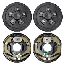 VEVOR Trailer Hub Drum Kits 5 on 4.5" B.C. with 10" x 2-1/4" Electric Brakes, Self-Adjusting Trailer Brake Assembly for 3500 lbs Axle, 4-Hole Mounting, Backing Plates for Brake System Part Replacement