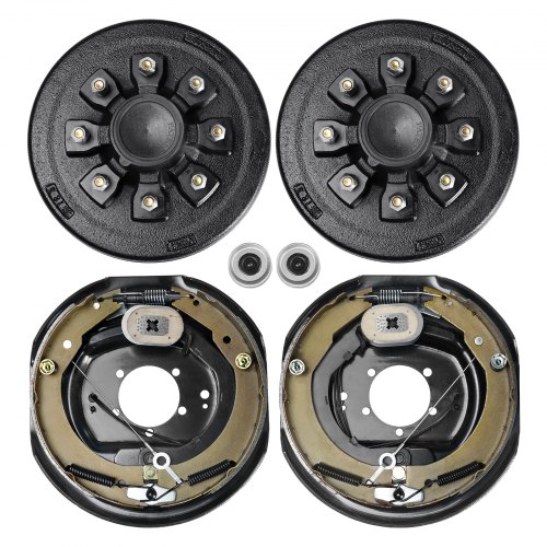 VEVOR Trailer Hub Drum Kits 8 on 6.5" B.C. with 12" x 2" Electric Brakes, Self-Adjusting Trailer Brake Assembly for 7000 lbs Axle, 5-Hole Mounting, Backing Plates for Brake System Part Replacement