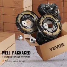 VEVOR Trailer Hub Drum Kits 8 on 6.5" B.C. with 12" x 2" Electric Brakes, Self-Adjusting Trailer Brake Assembly for 7000 lbs Axle, 5-Hole Mounting, Backing Plates for Brake System Part Replacement