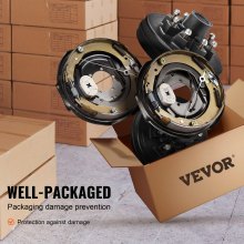 VEVOR Trailer Hub Drum Kits 8 on 6.5" B.C. with 12" x 2" Electric Brakes, Self-Adjusting Trailer Brake Assembly for 7000 lbs Axle, 5-Hole Mounting, Backing Plates for Brake System Part Replacement