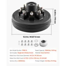 VEVOR Electric Trailer Brake Drum 8 on 4 in Bolt Brake Drum for 7000 lbs Axles