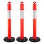 VEVOR 3 Pack Traffic Delineator Posts, 1140 mm Traffic Safety Cones with Fillable Base and Reflective Strips, Heavy Duty Delineator Posts for Construction Site, Parking Lot, Crowd Control, Red
