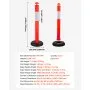 VEVOR 3 Pack Traffic Delineator Posts, 1140 mm Traffic Safety Cones with Fillable Base and Reflective Strips, Heavy Duty Delineator Posts for Construction Site, Parking Lot, Crowd Control, Red