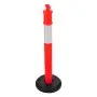 VEVOR - Paquete de 6 postes de señalización vial, conos de seguridad vial de 122 cm con base rellenable y tiras reflectantes, resistentes para obras de construcción, estacionamientos y control de multitudes, color rojo