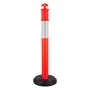 VEVOR - Paquete de 6 postes de señalización vial, conos de seguridad vial de 122 cm con base rellenable y tiras reflectantes, resistentes para obras de construcción, estacionamientos y control de multitudes, color rojo