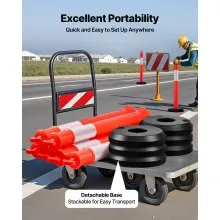 VEVOR 6 Packs Traffic Delineator Posts 48 in Traffic Safety Cones Fillable Base