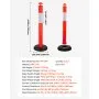 VEVOR 2 Pack Traffic Delineator Posts, 1140 mm Traffic Safety Cones with Fillable Base and Reflective Strips, Heavy Duty Delineator Posts for Construction Site, Parking Lot, Crowd Control, Red