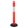 VEVOR - Pack de 2 postes de señalización vial, conos de seguridad vial de 122 cm con base rellenable y tiras reflectantes, resistentes para obras, estacionamientos y control de multitudes, color rojo