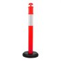 VEVOR - Pack de 2 postes de señalización vial, conos de seguridad vial de 122 cm con base rellenable y tiras reflectantes, resistentes para obras, estacionamientos y control de multitudes, color rojo