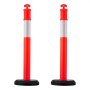VEVOR - Pack de 2 postes de señalización vial, conos de seguridad vial de 122 cm con base rellenable y tiras reflectantes, resistentes para obras, estacionamientos y control de multitudes, color rojo